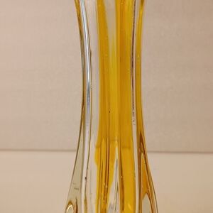 Elegant Yellow and Clear Glass Vase